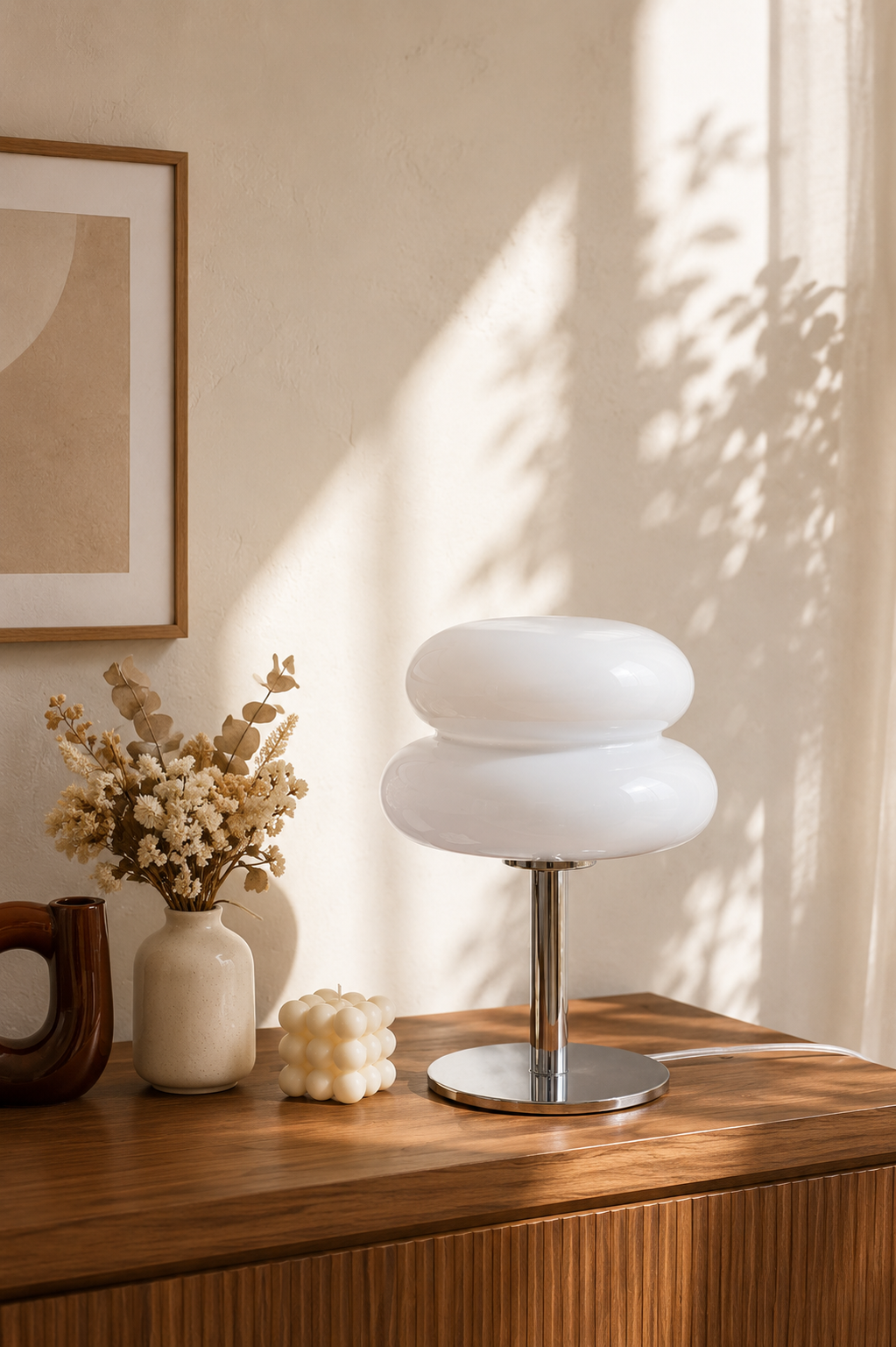 Lampe de Table Minimaliste Nordique en Verre LED – Blanche