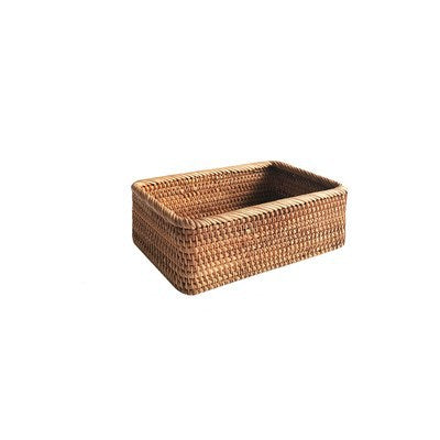 Panier Rotin Rectangulaire Tissé Main - Rangement Bohème