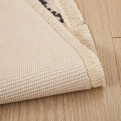Tapis Rond Bohème Mandala en Coton – Avec Pompons