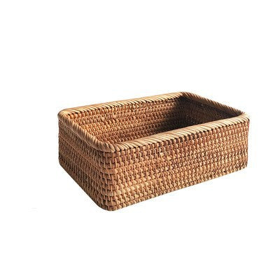 Panier Rotin Rectangulaire Tissé Main - Rangement Bohème