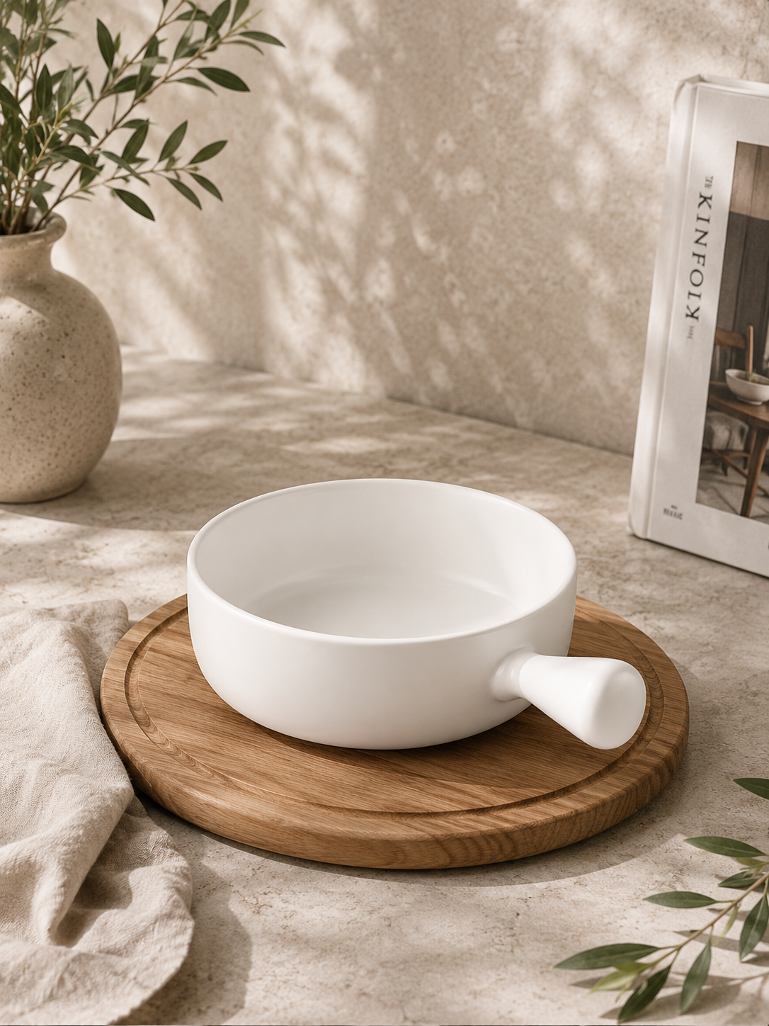 Plat à gratin rond en céramique – Style nordique 650 ml