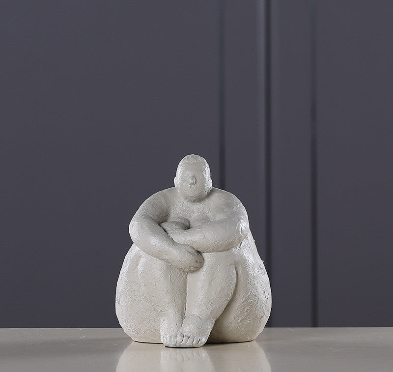 Nordic Style Abstract Resin Figurine of Plump Woman