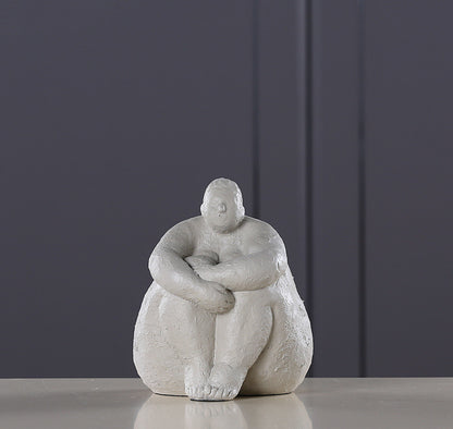 Nordic Style Abstract Resin Figurine of Plump Woman