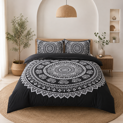 Parure de lit bohème Éléphant 3D – 4 pièces