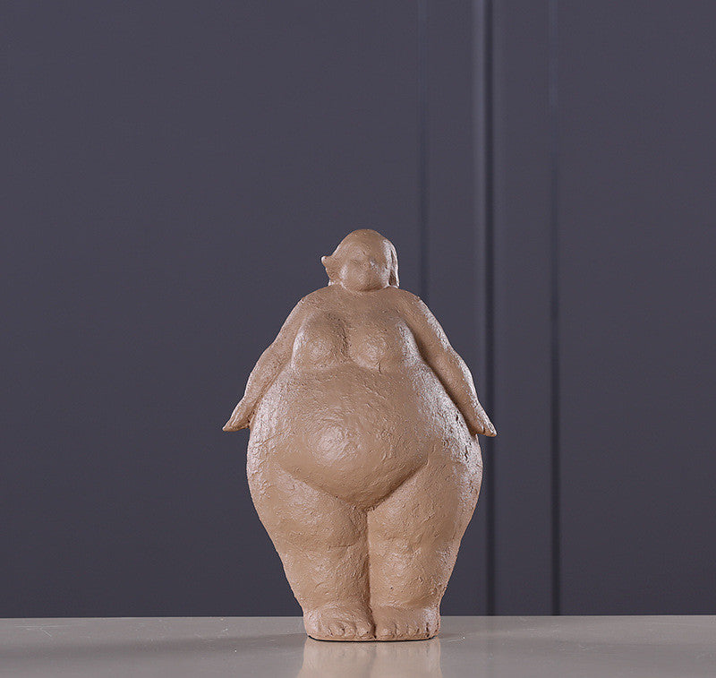 Nordic Style Abstract Resin Figurine of Plump Woman