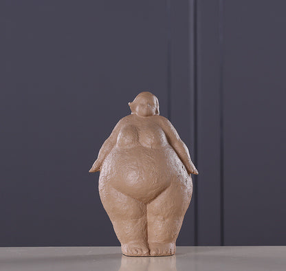 Nordic Style Abstract Resin Figurine of Plump Woman