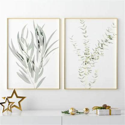 Nordic Style Leaves Painting Set of 4 for Home Decor
