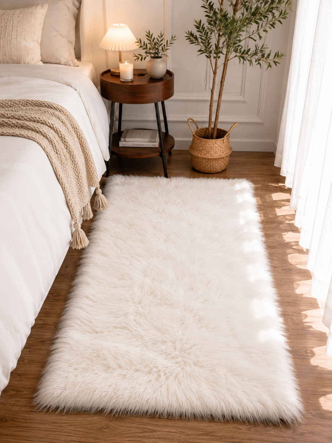 Tapis Shaggy Blanc Ultra Doux – Effet Fourrure