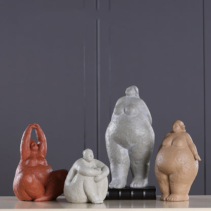 Nordic Style Abstract Resin Figurine of Plump Woman