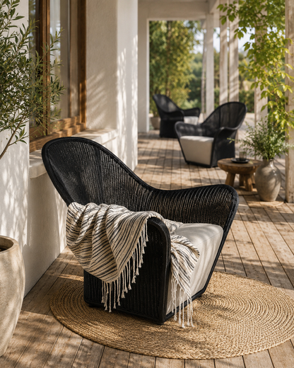 Fauteuil d’extérieur en rotin nordique – Élégance & confort