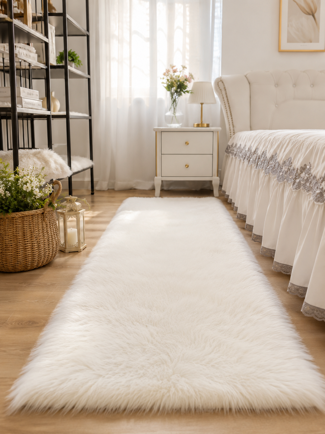 Tapis Shaggy Blanc Ultra Doux – Effet Fourrure
