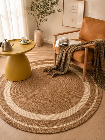 Tapis Rond Tressé en Jute Naturelle | Style Nordique & Bohème