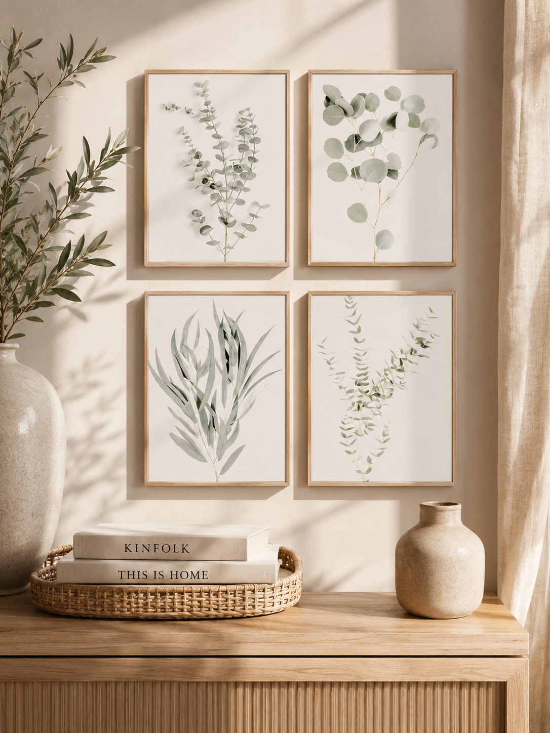 Lot de 4 Affiches Feuillage Nordique – Décoration Murale Minimaliste