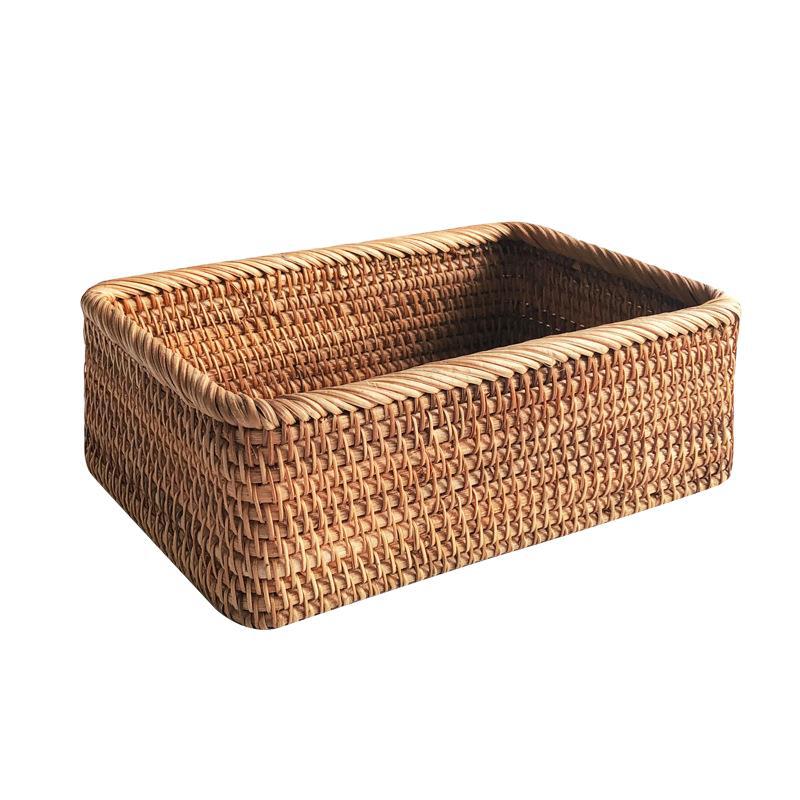 Panier Rotin Rectangulaire Tissé Main - Rangement Bohème