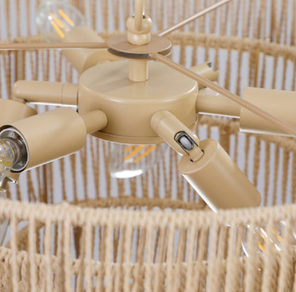 Lustre en Rotin Tressé Bohème 4 Niveaux | Suspension Design Naturelle