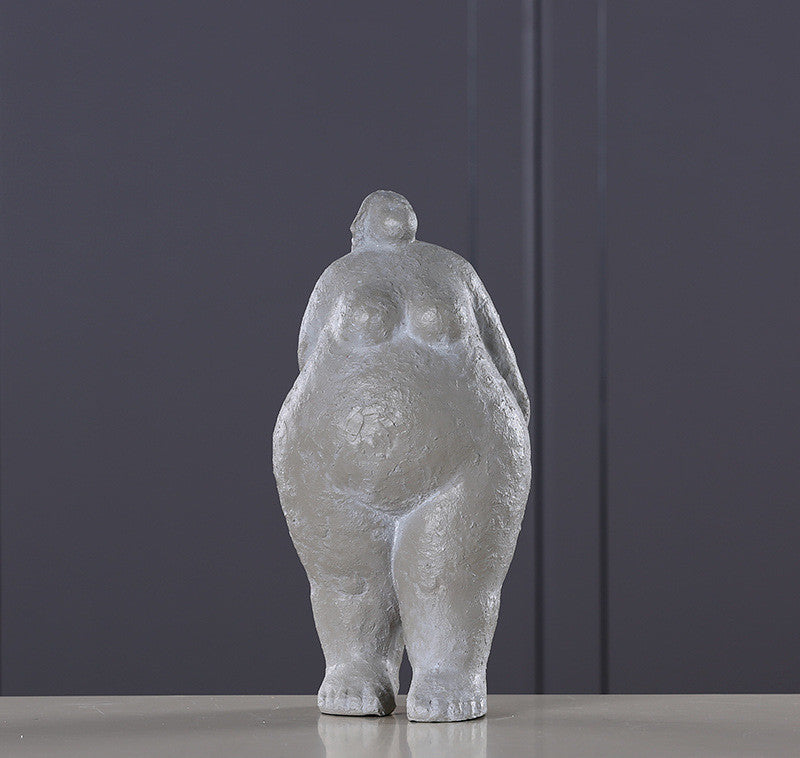 Nordic Style Abstract Resin Figurine of Plump Woman