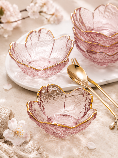 Coupelle en verre Fleur de Cerisier avec liseré doré | Turkuaz Home