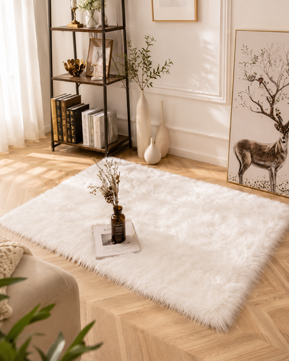 Tapis Shaggy Blanc Ultra Doux – Effet Fourrure