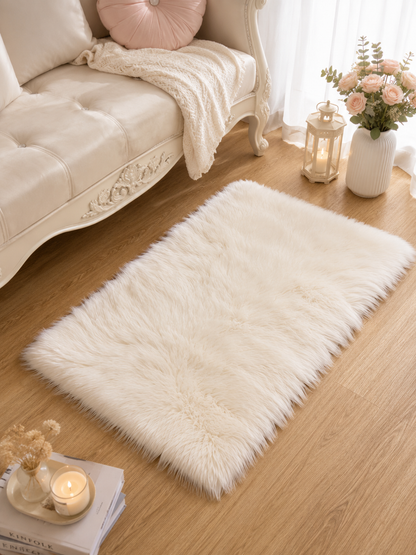 Tapis Shaggy Blanc Ultra Doux – Effet Fourrure
