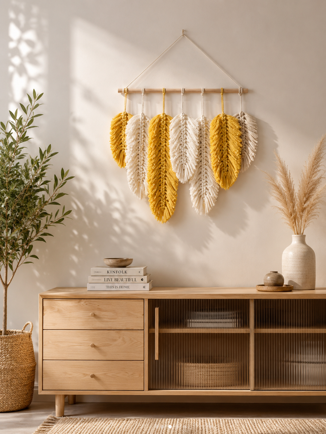 Tenture Murale Macramé Feuilles – Décoration Murale Bohème & Nordique