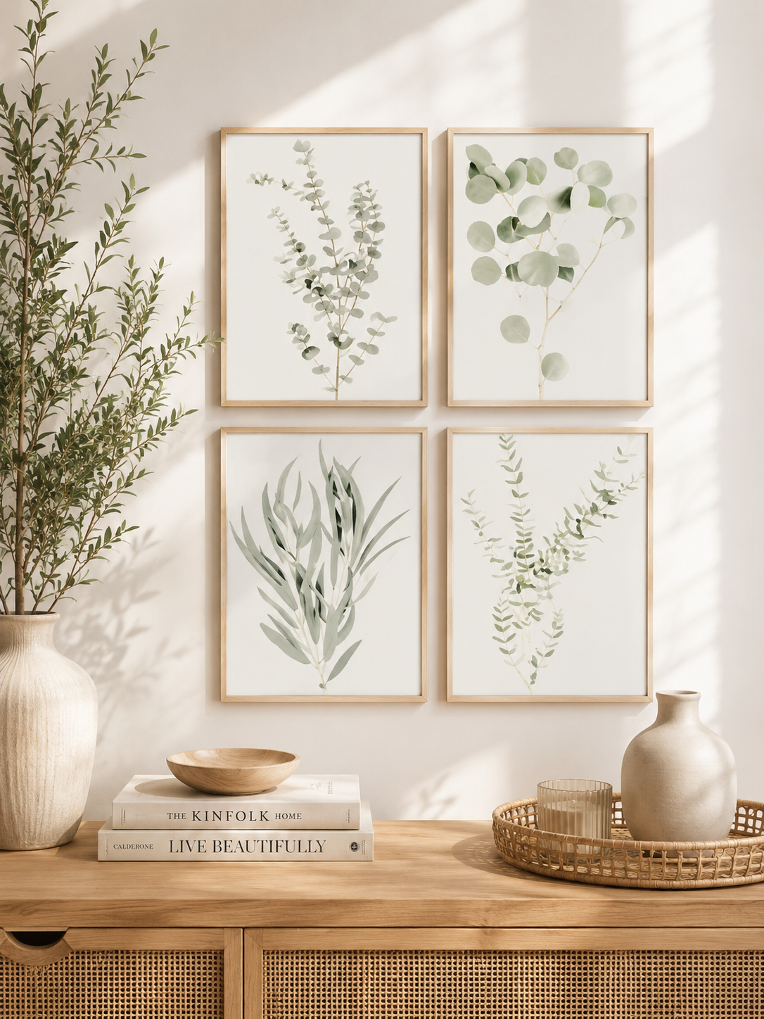 Lot de 4 Affiches Feuillage Nordique – Décoration Murale Minimaliste