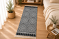 Tapis Bohème Noir & Blanc à Franges