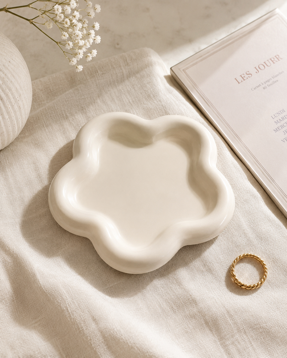Plateau Décoratif en Céramique Nuage – Vide-Poche pour Bijoux, Clés et Accessoires
