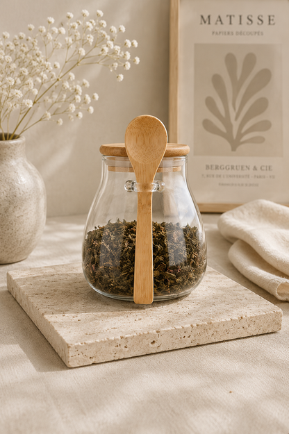 Pot Hermétique en Verre avec Couvercle en Bambou – Rangement Élégant pour Épices, Thé & Aliments