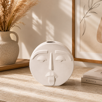 Vase Visage Nordique en Céramique – Élégance Artistique pour Votre Intérieur
