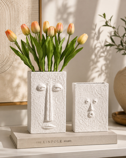 Vase Visage Nordique en Céramique – Élégance Artistique pour Votre Intérieur