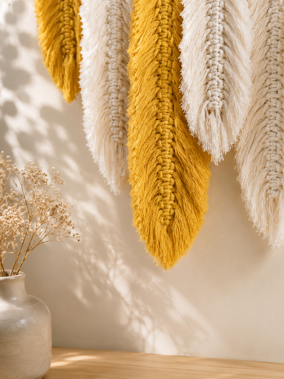 Tenture Murale Macramé Feuilles – Décoration Murale Bohème & Nordique