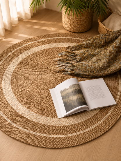 Tapis Rond Tressé en Jute Naturelle | Style Nordique & Bohème