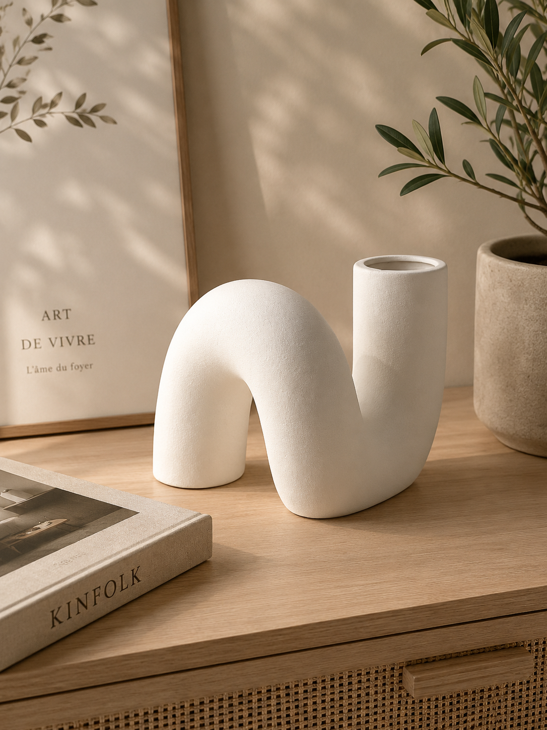 Vase Céramique Design Nordique | Vase Minimaliste pour Fleurs Séchées