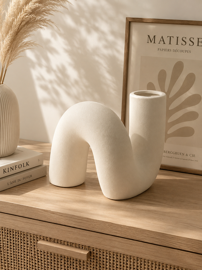Vase Céramique Design Nordique | Vase Minimaliste pour Fleurs Séchées