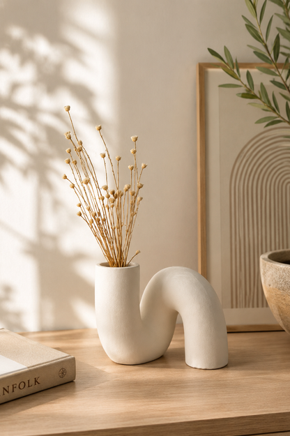 Vase Céramique Design Nordique | Vase Minimaliste pour Fleurs Séchées