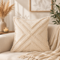 Housse de Coussin Bohème à Reliefs et Pompons – Collection Berber Chic