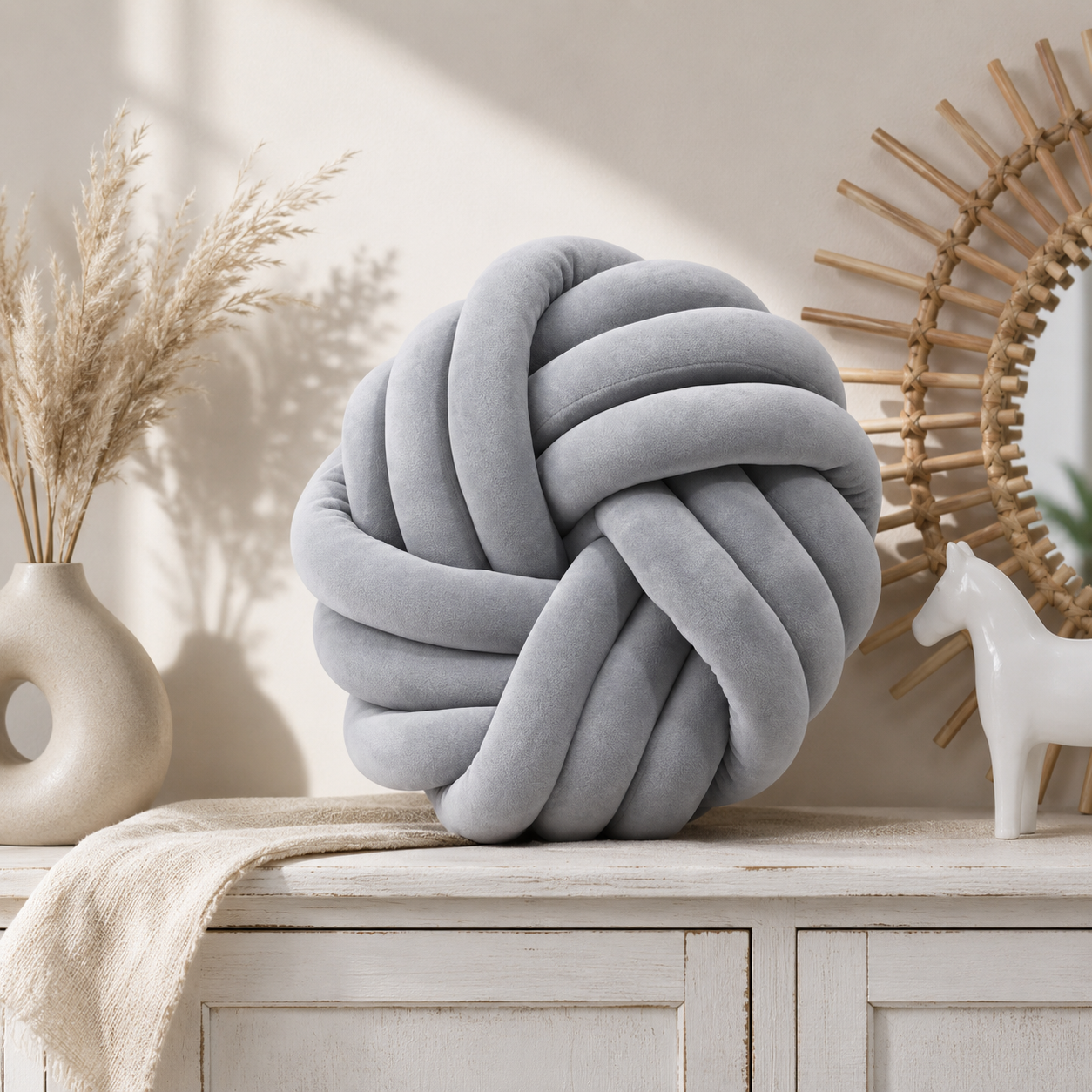 Coussin Nœud Tressé – Design Scandinave