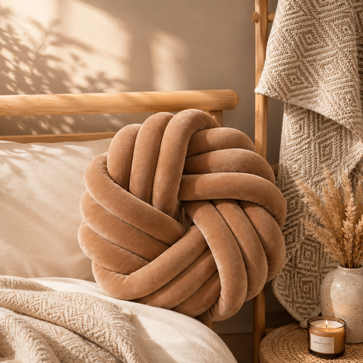 Coussin Nœud Tressé – Design Scandinave