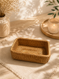 Panier Rotin Rectangulaire Tissé Main - Rangement Bohème