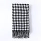Ins Style Houndstooth Throw Blanket with Fringe