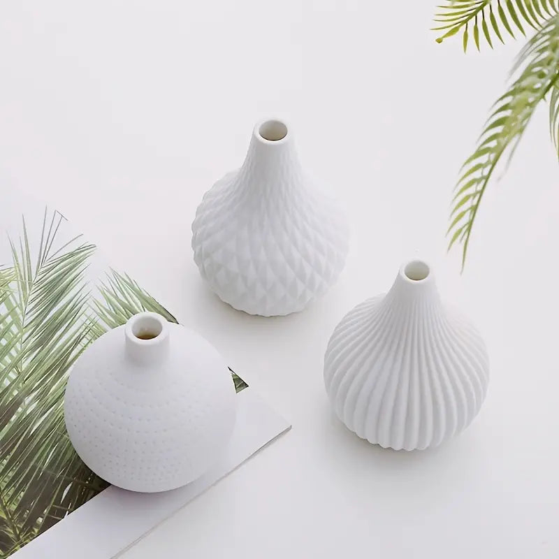 Modern White Ceramic Flower Vase for Home Decor