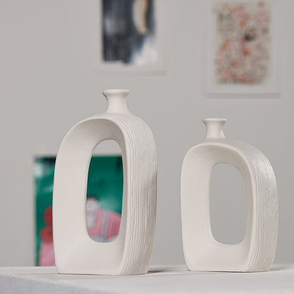 Modern White Ceramic Dried Flower Vase for Home Decor