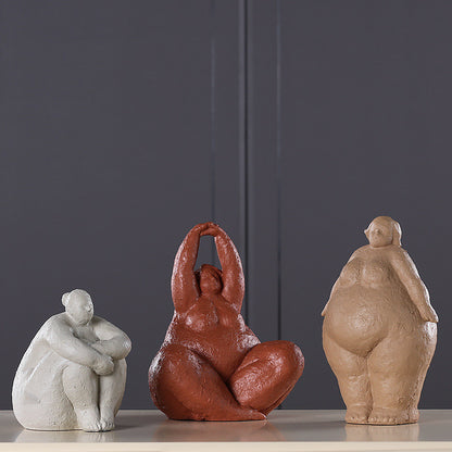 Nordic Style Abstract Resin Figurine of Plump Woman