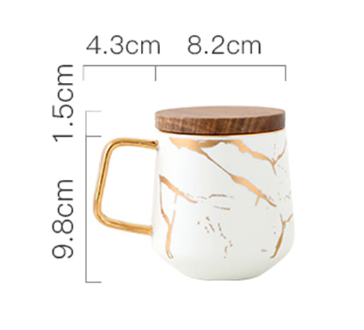 Nordic Gold Trim Ceramic Mug with Saucer for Office