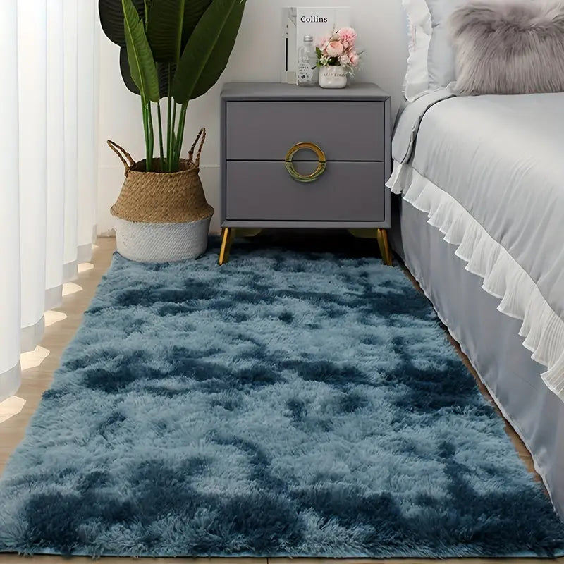 Soft Tie Dye Plush Area Rug for Bedroom & Living Room