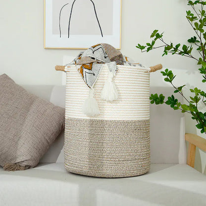 Handmade Cotton Rope Storage Basket for Toys and Laundry